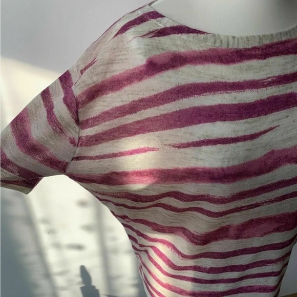 Monsoon Linen Blend Knit Top Pink And Beige Size Small - Picture 3 of 9